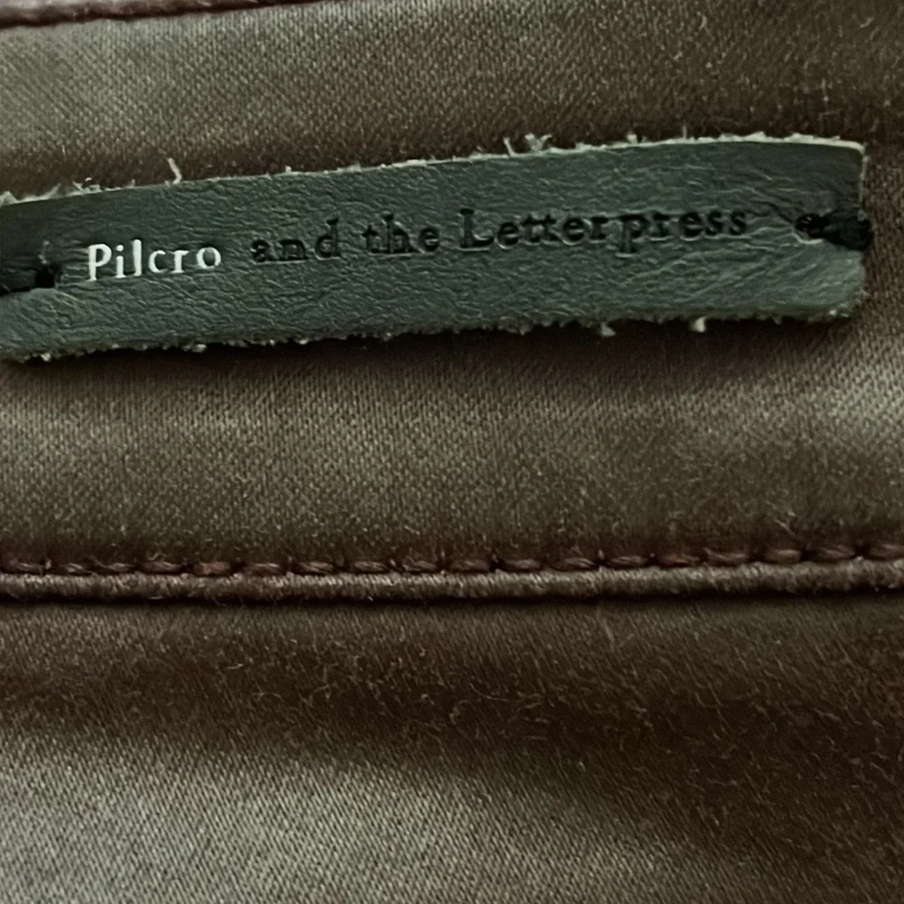 Pilcro and the‎ Letterpress faux brown leather skinny lace up leg pants Sz 25